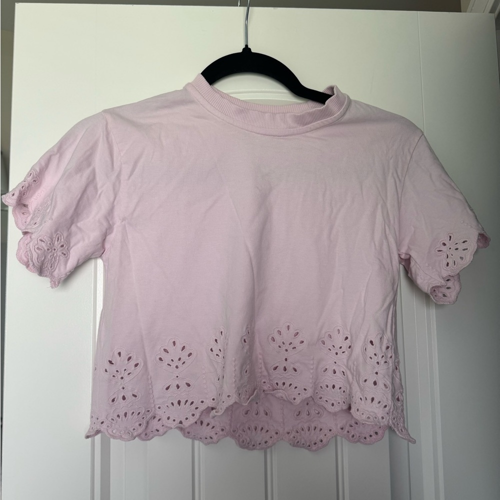Sea New York x Zara Light Pink Eyelet Tee